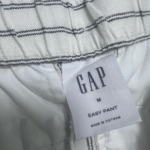 GAP Women's Easy Pant Linen black and white striped Size medium pockets - Picture 3 of 11